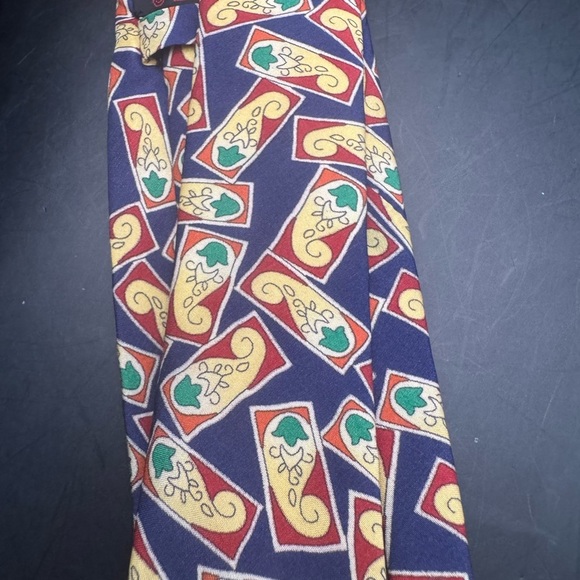 RASI Pure Silk Men’s Tie 3” W  56”L Yellow Blue Red Abstract Unique Classy - Picture 2 of 5